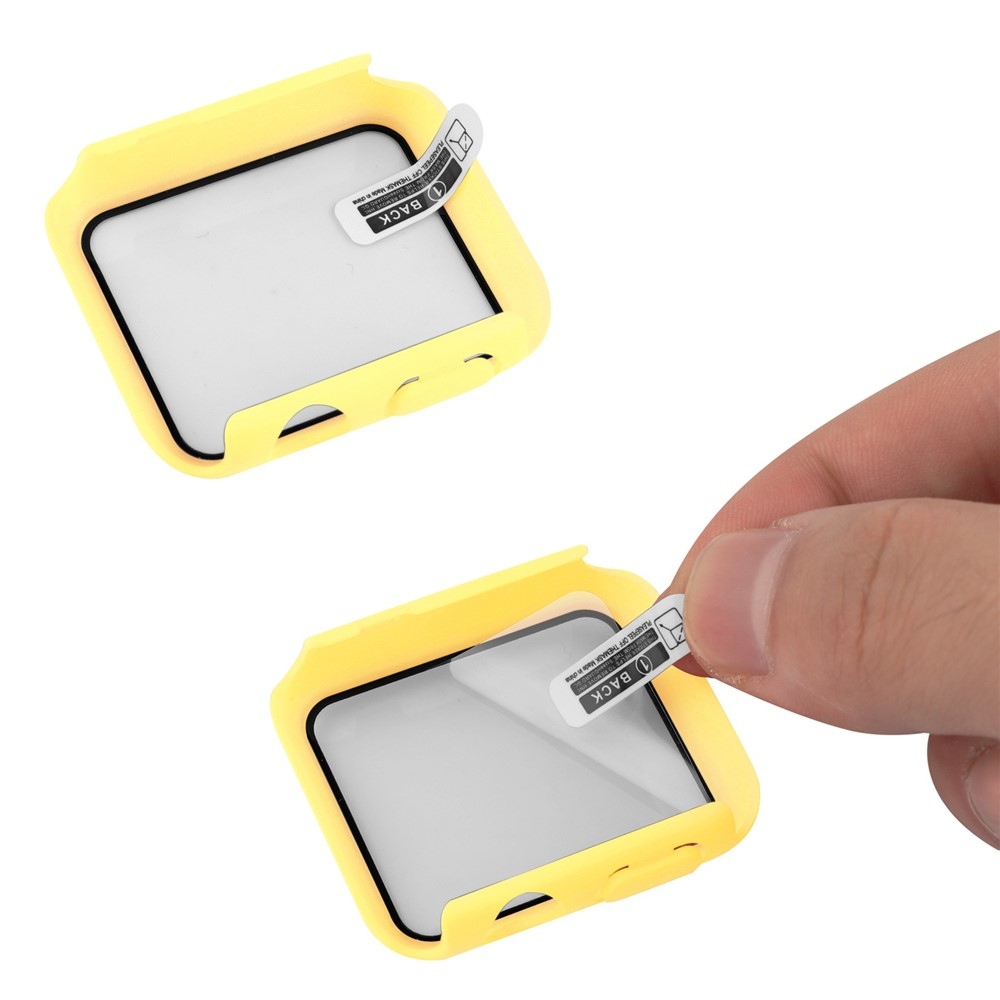Overall műanyag felcsatolható tok védőüveggel az Apple Watch SE3/SE2/SE1/Watch 6/5/4 40 mm-es modellhez – sárga