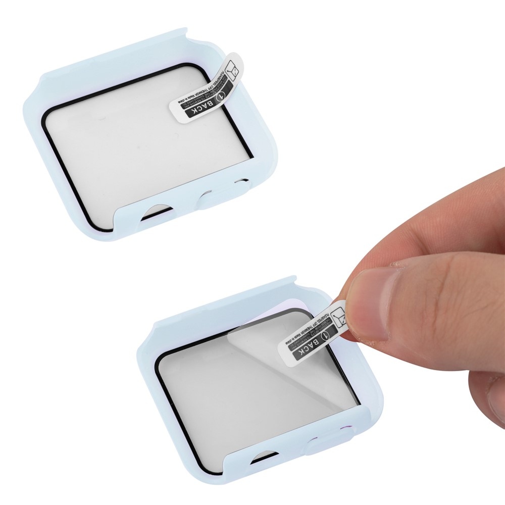 Overall műanyag felcsatolható tok védőüveggel az Apple Watch SE3/SE2/SE1/Watch 6/5/4 44 mm-es modellhez – világoskék
