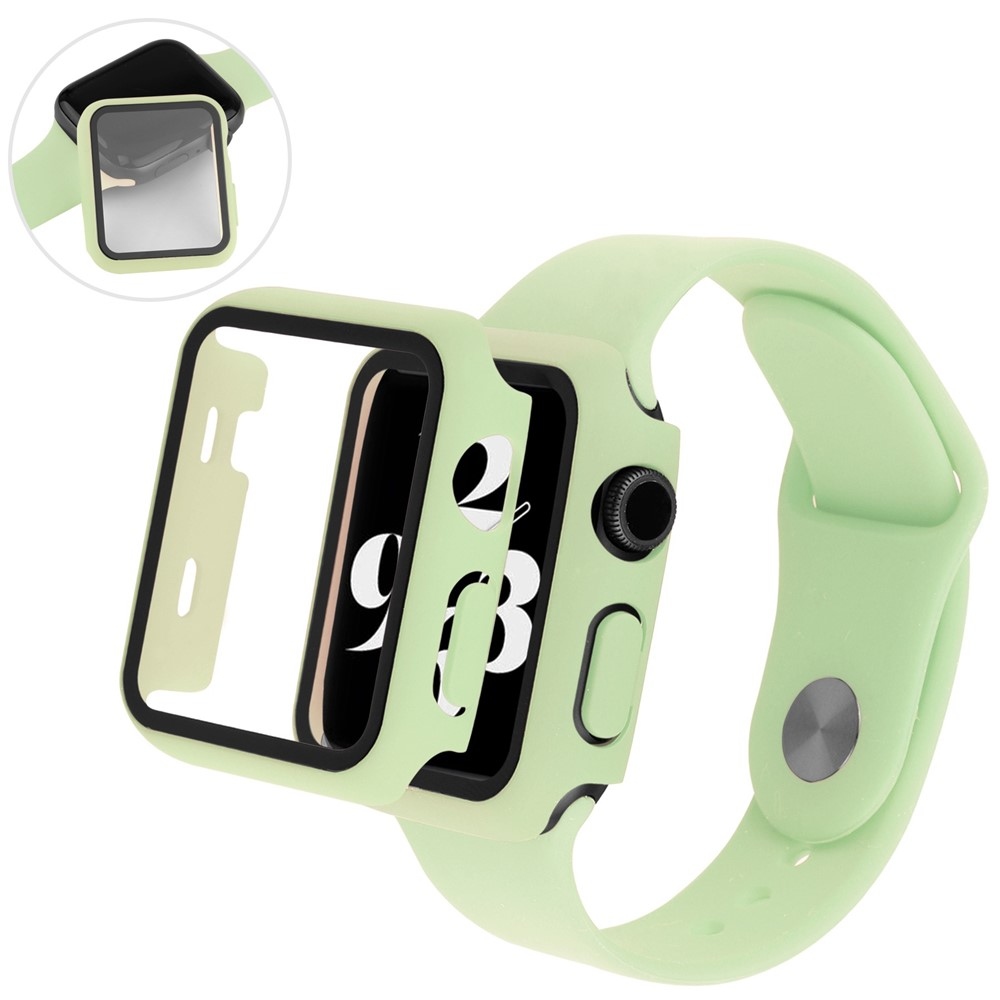 Overall műanyag felcsatolható tok védőüveggel az Apple Watch SE3/SE2/SE1/Watch 6/5/4 44 mm-es modellhez – világoszöld
