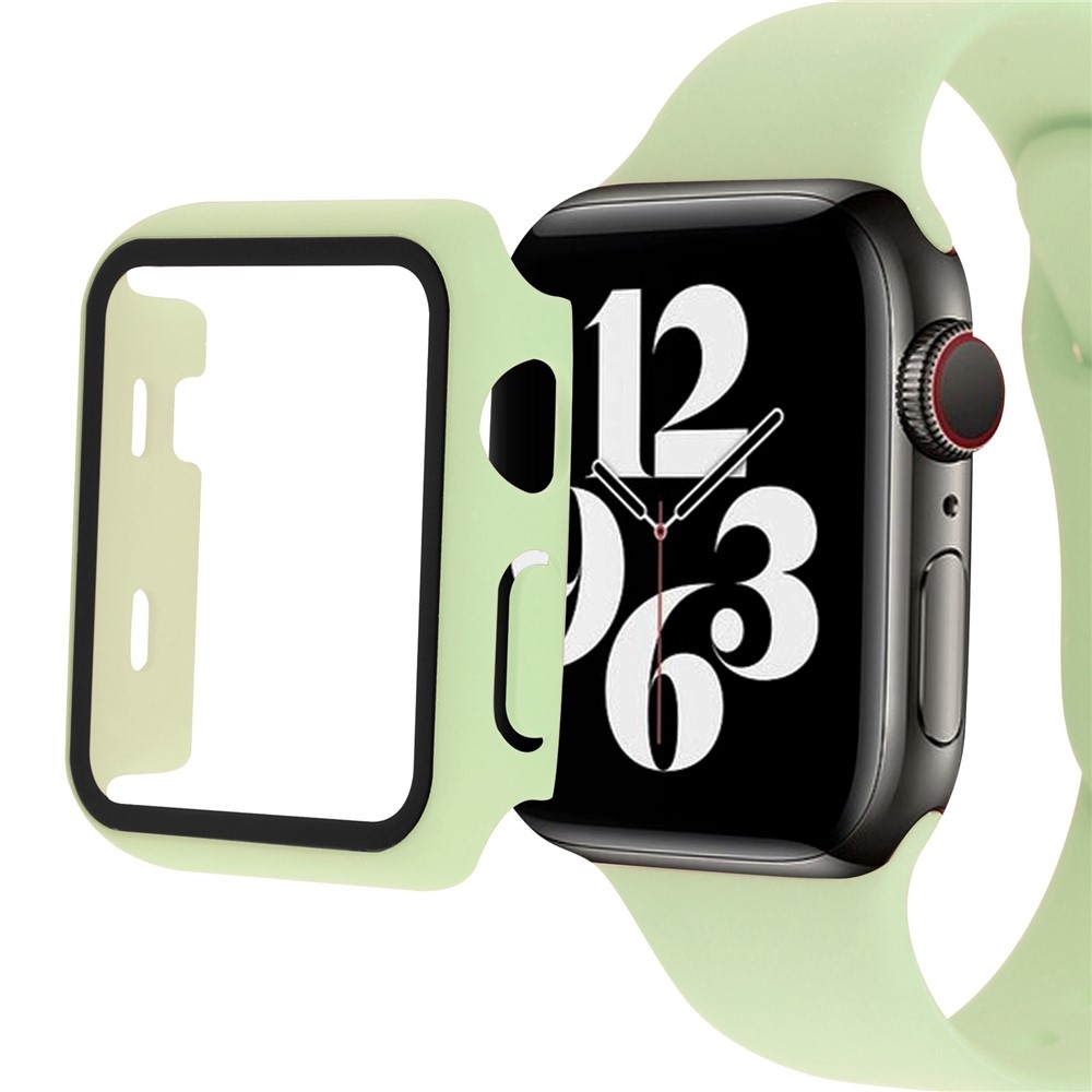 Overall műanyag felcsatolható tok védőüveggel az Apple Watch SE3/SE2/SE1/Watch 6/5/4 44 mm-es modellhez – világoszöld