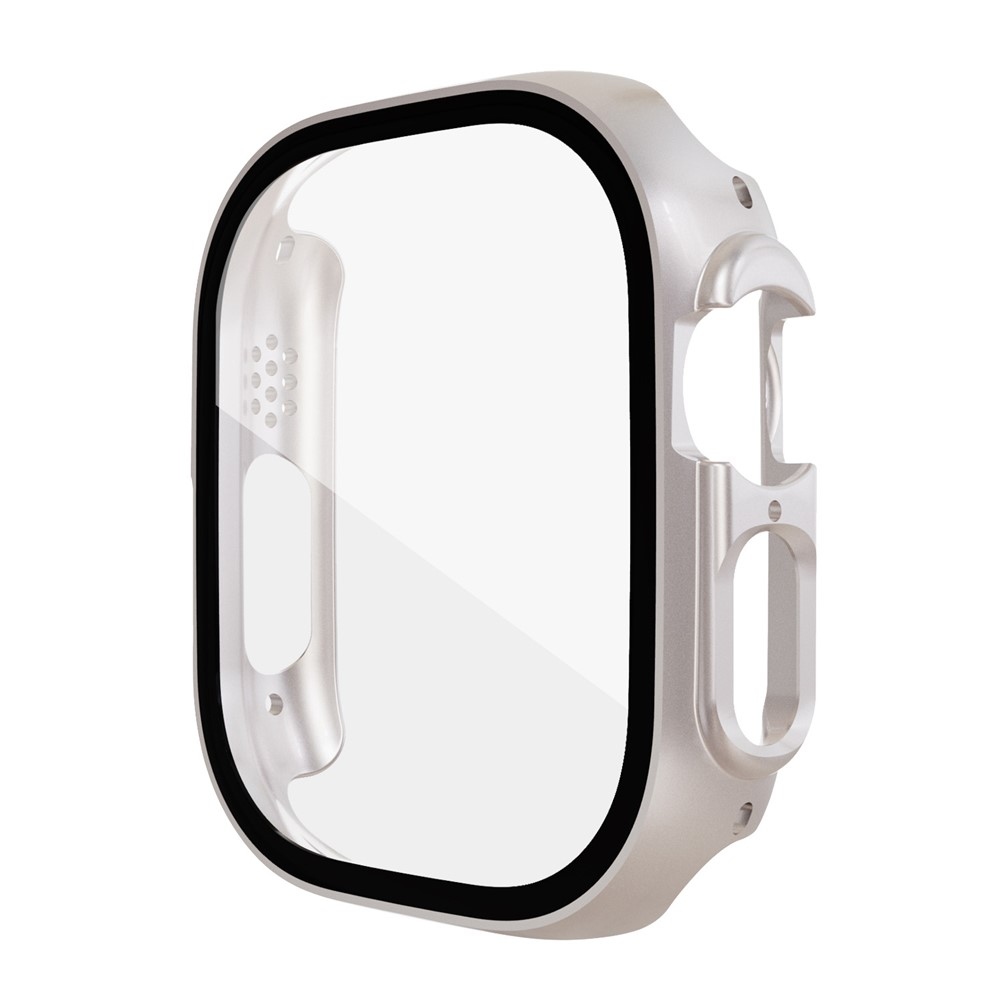 Overall műanyag felcsatolható tok védőüveggel az Apple Watch Ultra 4/3/2/1 49 mm-es modellhez – bézs
