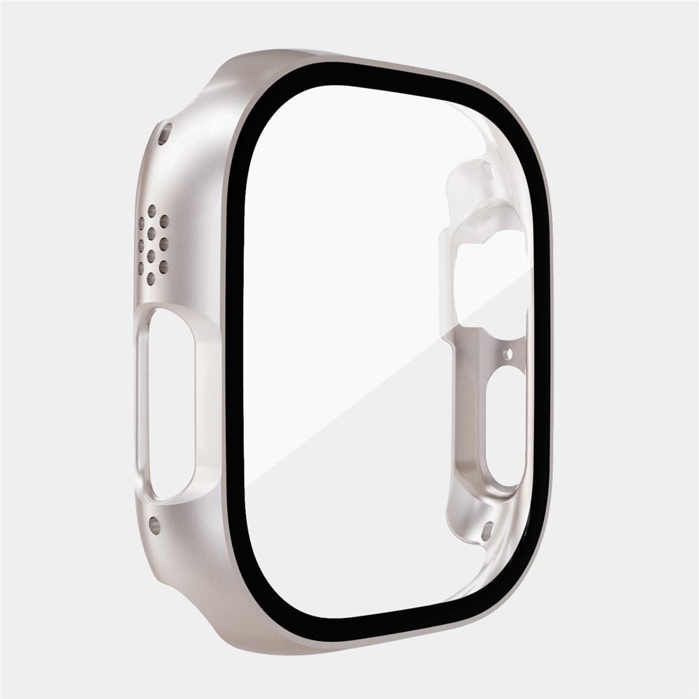 Overall műanyag felcsatolható tok védőüveggel az Apple Watch Ultra 4/3/2/1 49 mm-es modellhez – bézs