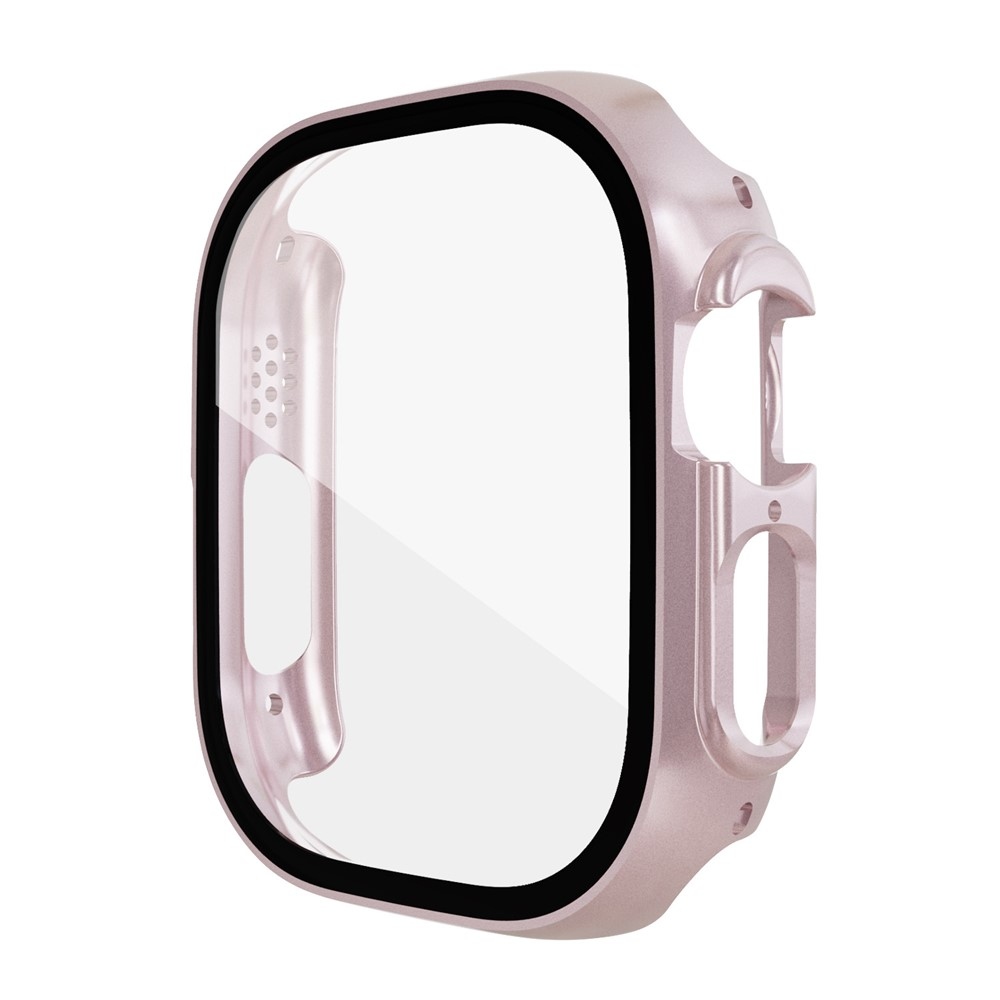 Overall műanyag felcsatolható tok védőüveggel az Apple Watch Ultra 4/3/2/1 49 mm-es modellhez – rózsaszín-arany