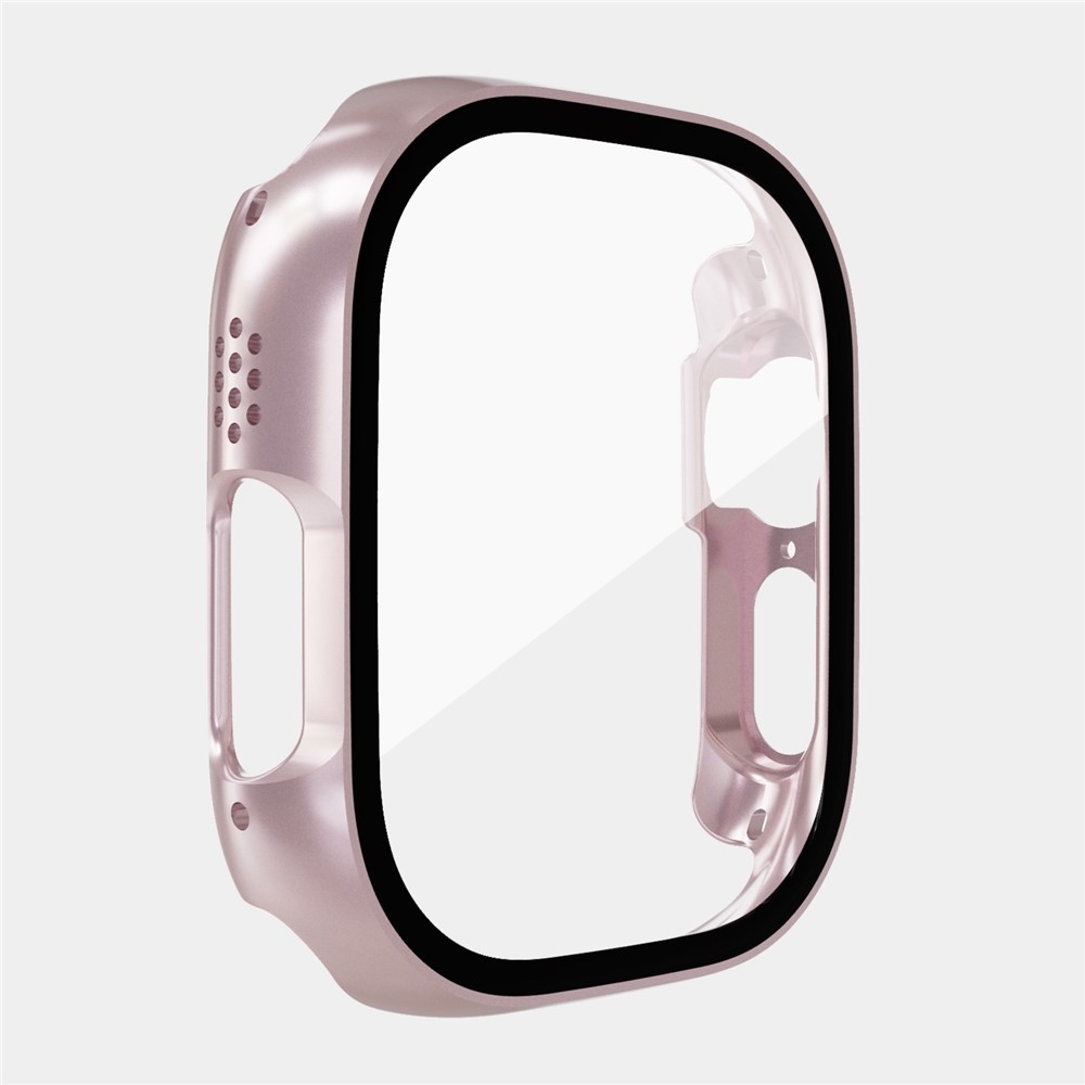Overall műanyag felcsatolható tok védőüveggel az Apple Watch Ultra 4/3/2/1 49 mm-es modellhez – rózsaszín-arany