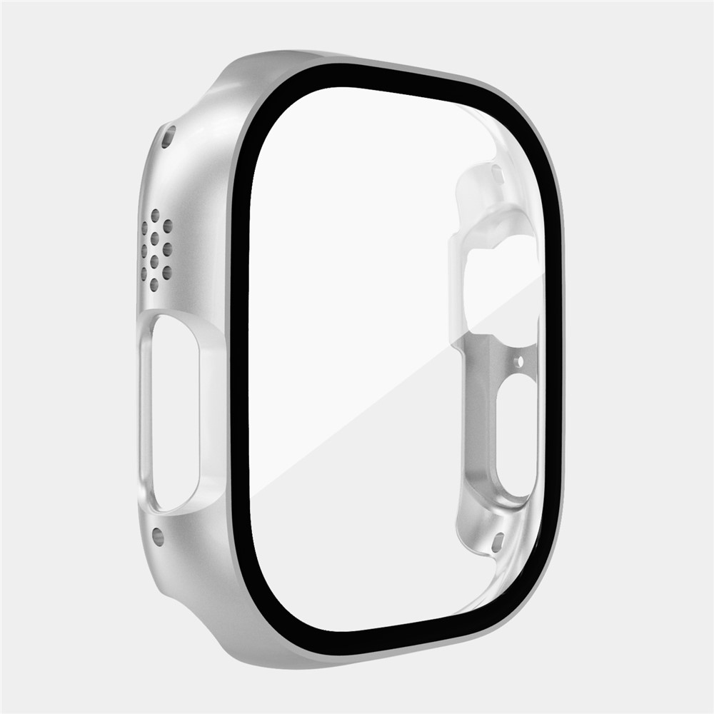 Overall műanyag felcsatolható tok védőüveggel az Apple Watch Ultra 4/3/2/1 49 mm-es modellhez – ezüst színű
