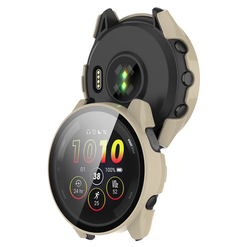Overall műanyag felcsatolható tok védőüveggel a Garmin Forerunner 265-hez – bézs színű