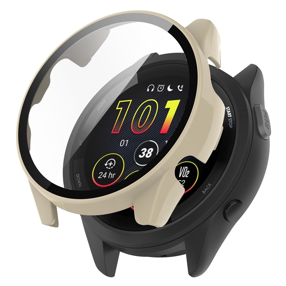 Overall műanyag felcsatolható tok védőüveggel a Garmin Forerunner 265-hez – bézs színű