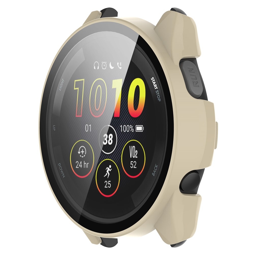 Overall műanyag felcsatolható tok védőüveggel a Garmin Forerunner 265-hez – bézs színű
