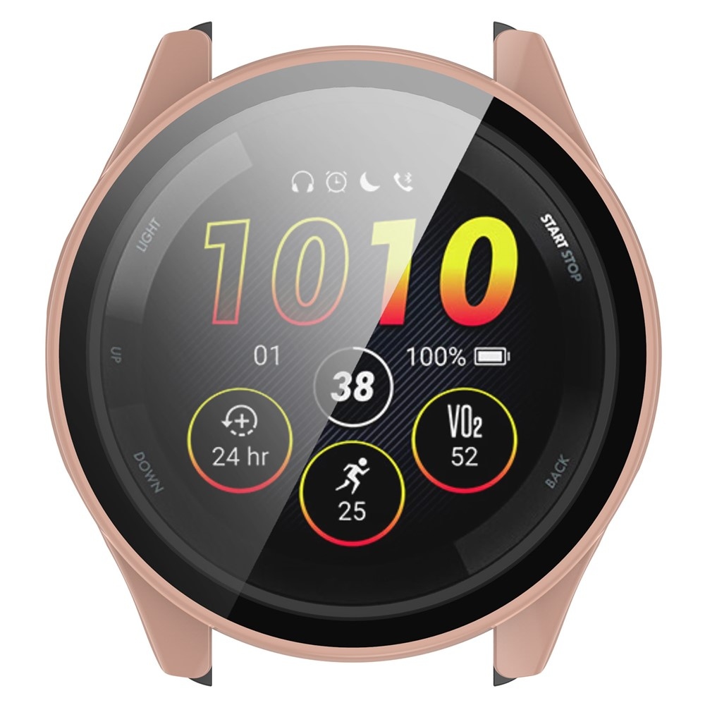 Overall műanyag felcsatolható tok védőüveggel a Garmin Forerunner 265-hez – rózsaszín