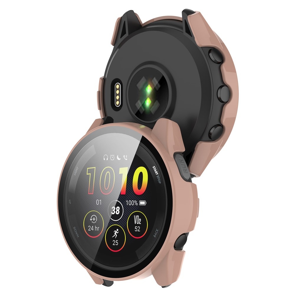 Overall műanyag felcsatolható tok védőüveggel a Garmin Forerunner 265-hez – rózsaszín