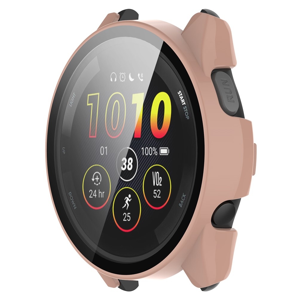 Overall műanyag felcsatolható tok védőüveggel a Garmin Forerunner 265-hez – rózsaszín