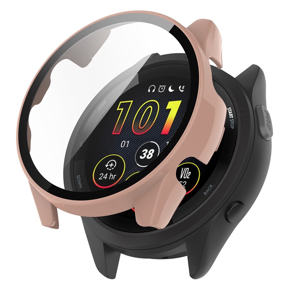 Overall műanyag felcsatolható tok védőüveggel a Garmin Forerunner 265-hez – rózsaszín