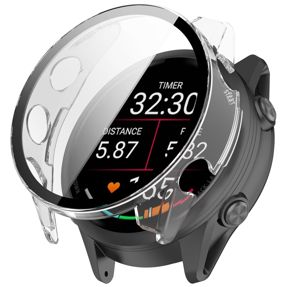 Overall műanyag felcsatolható tok védőüveggel a Garmin Forerunner 570 42 mm-es modellhez – átlátszó