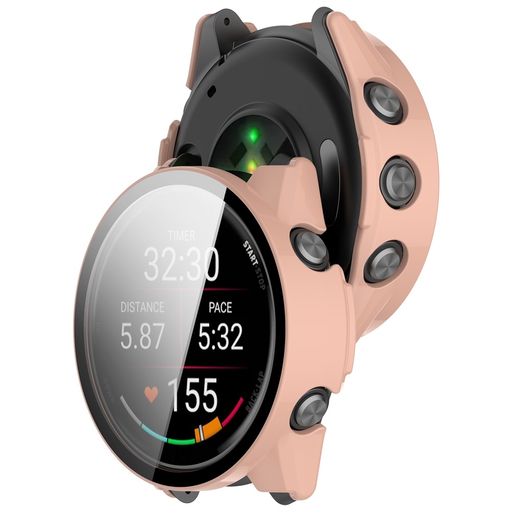 Overall műanyag felcsatolható tok védőüveggel a Garmin Forerunner 570 47 mm-es modellhez – rózsaszín