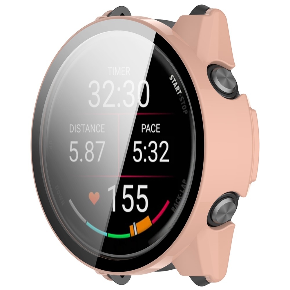 Overall műanyag felcsatolható tok védőüveggel a Garmin Forerunner 570 47 mm-es modellhez – rózsaszín