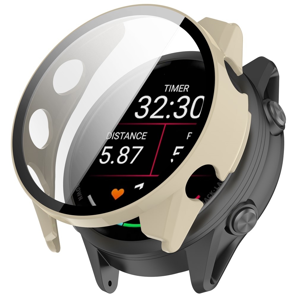 Overall műanyag felcsatolható tok védőüveggel a Garmin Forerunner 970-hez – bézs színű
