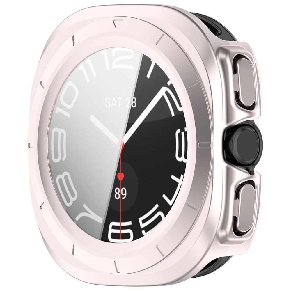 Overall műanyag felcsatolható tok védőüveggel a Samsung Galaxy Watch Ultra2 47 mm/Watch Ultra (2025) 47 mm modellekhez – bézs