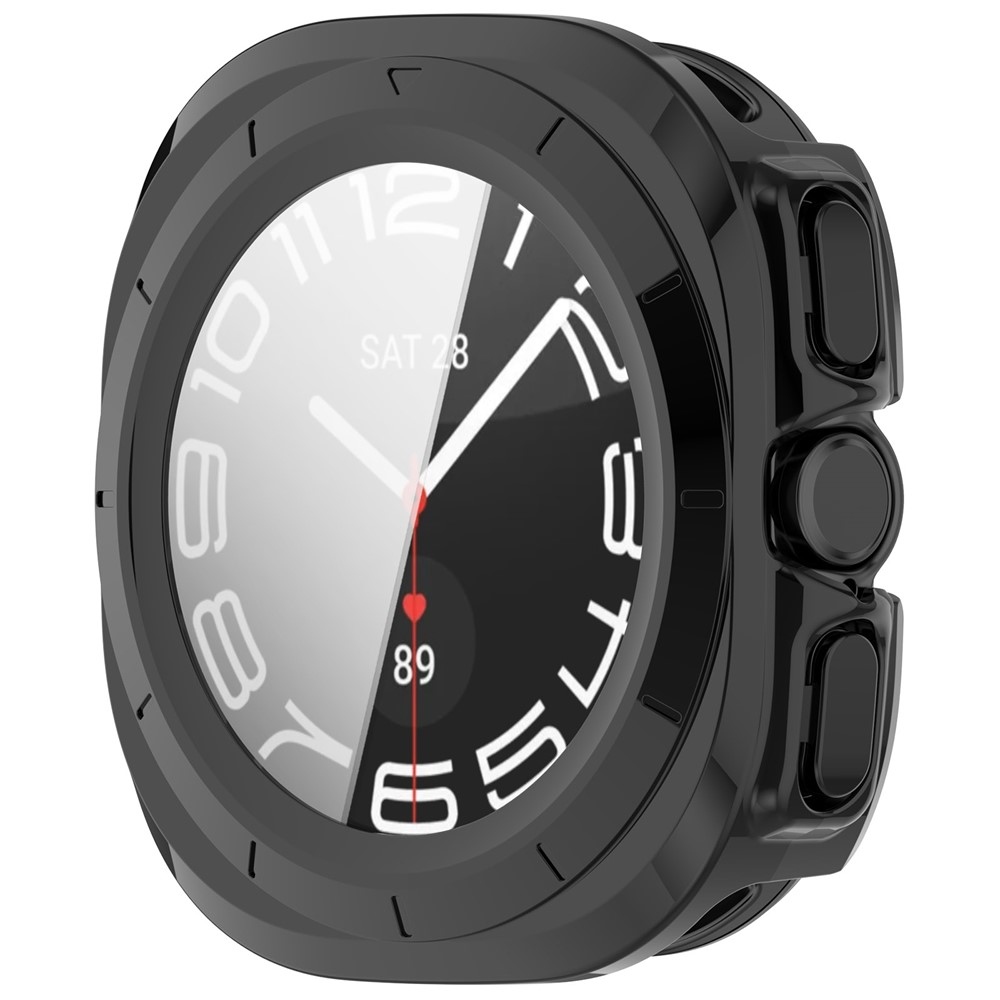Overall műanyag felcsatolható tok védőüveggel a Samsung Galaxy Watch Ultra2 47 mm/Watch Ultra (2025) 47 mm készülékhez – fekete