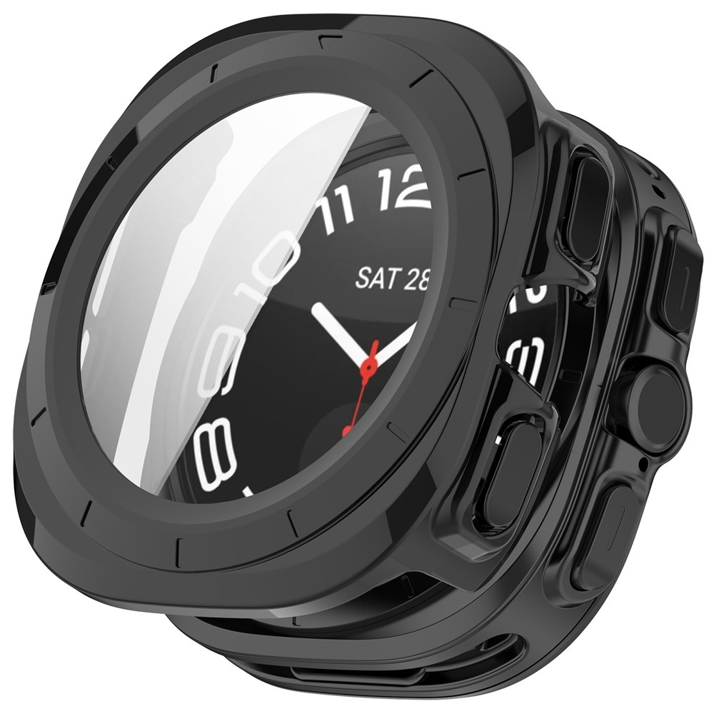 Overall műanyag felcsatolható tok védőüveggel a Samsung Galaxy Watch Ultra2 47 mm/Watch Ultra (2025) 47 mm készülékhez – fekete