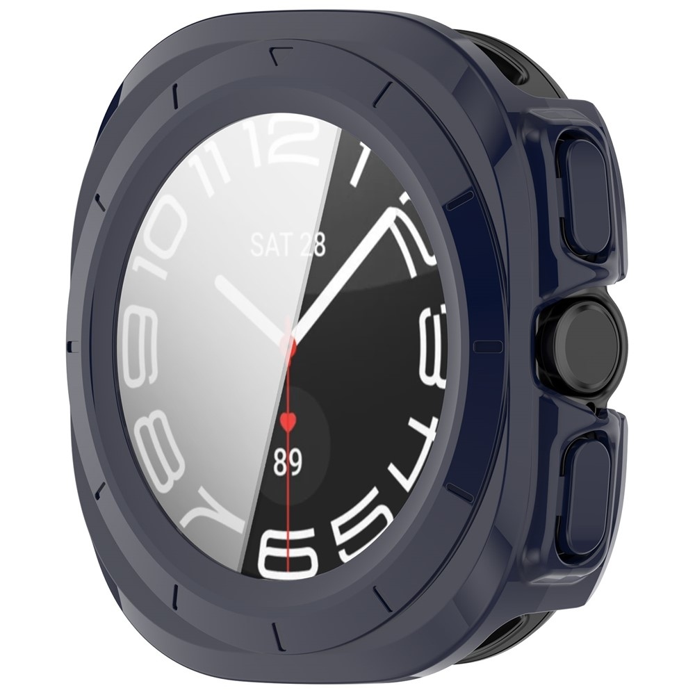 Overall műanyag ráhelyezhető tok védőüveggel a Samsung Galaxy Watch Ultra2 47 mm/Watch Ultra (2025) 47 mm készülékhez – kék