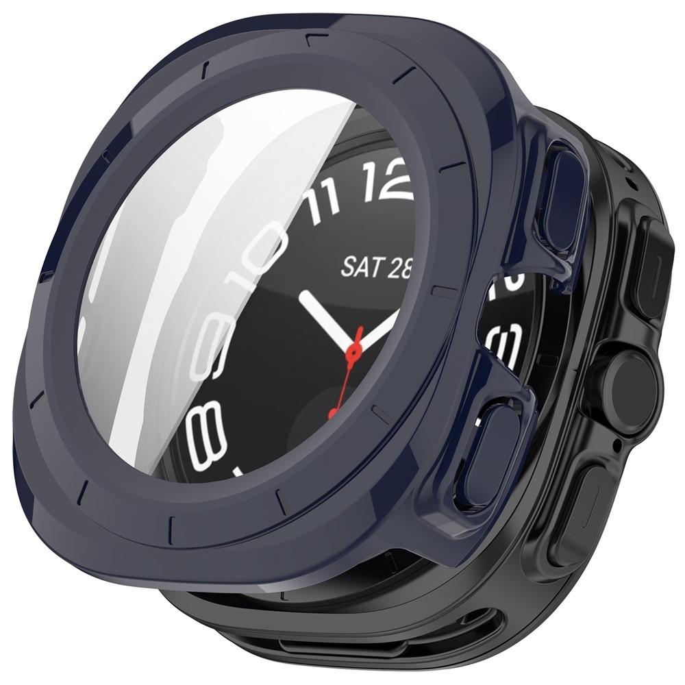 Overall műanyag ráhelyezhető tok védőüveggel a Samsung Galaxy Watch Ultra2 47 mm/Watch Ultra (2025) 47 mm készülékhez – kék