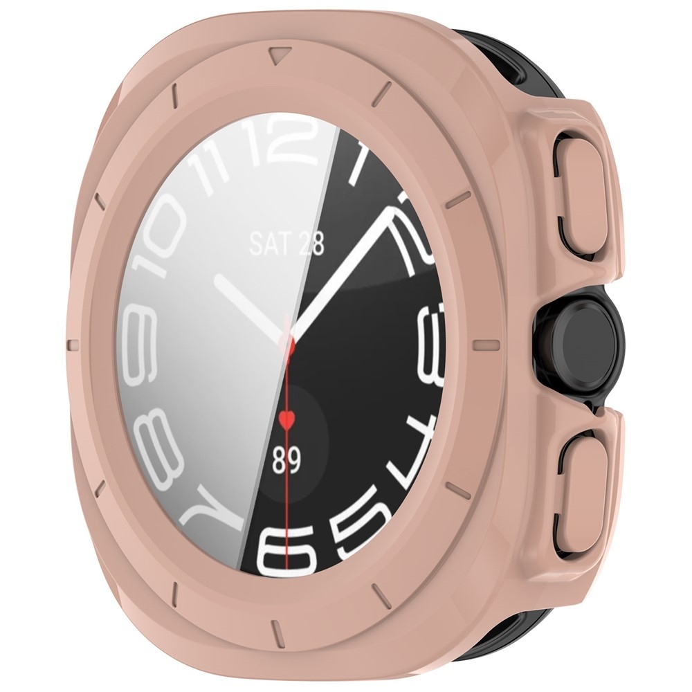 Overall műanyag felcsatolható tok védőüveggel a Samsung Galaxy Watch Ultra2 47 mm/Watch Ultra (2025) 47 mm készülékhez – rózsaszín