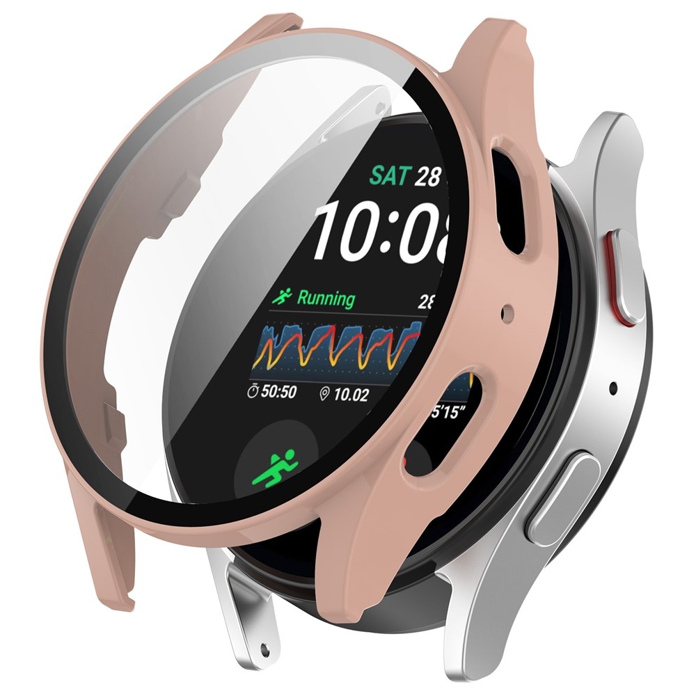 Overall műanyag felcsatolható tok védőüveggel a Samsung Galaxy Watch7 40 mm-es modellhez – rózsaszín