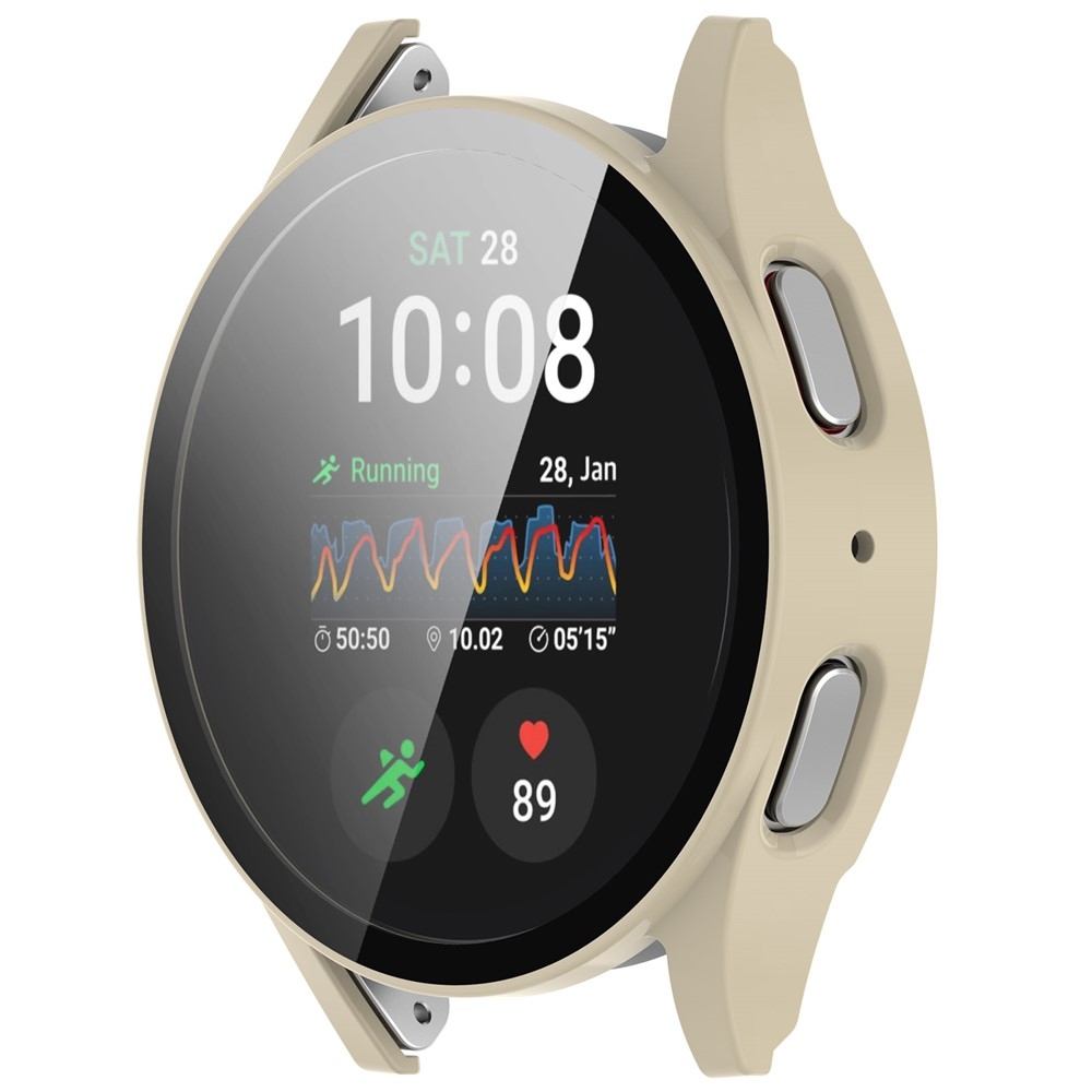 Overall műanyag felcsatolható tok védőüveggel a Samsung Galaxy Watch7 44 mm-es modellhez – bézs színű