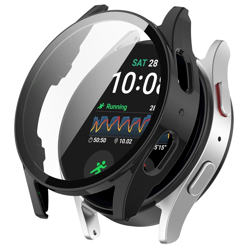 Overall műanyag felcsatolható tok védőüveggel a Samsung Galaxy Watch7 44 mm-es modellhez – fekete