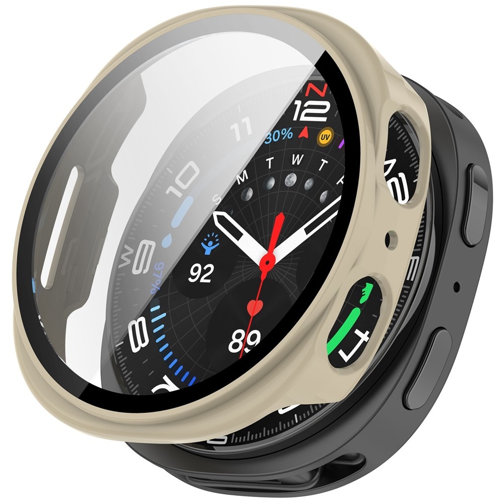Overall műanyag felcsatolható tok védőüveggel a Samsung Galaxy Watch8 40 mm-es modellhez – bézs