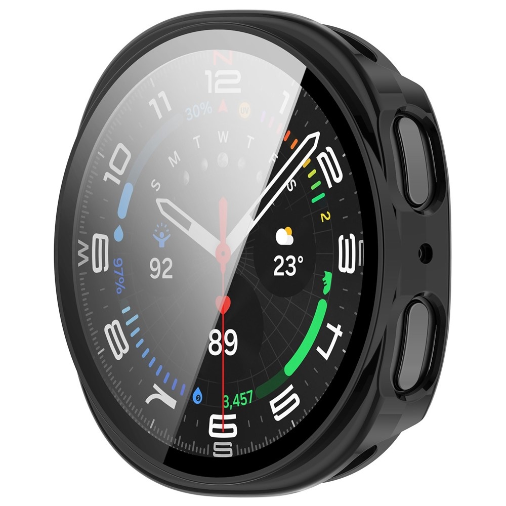Overall műanyag felcsatolható tok védőüveggel a Samsung Galaxy Watch8 44 mm-es modellhez – fekete