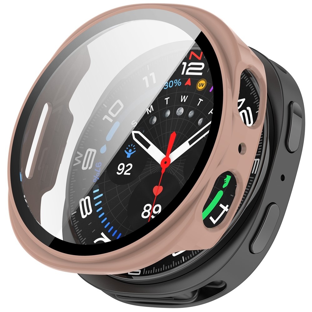 Overall műanyag felcsatolható tok védőüveggel a Samsung Galaxy Watch8 44 mm-es modellhez – rózsaszín