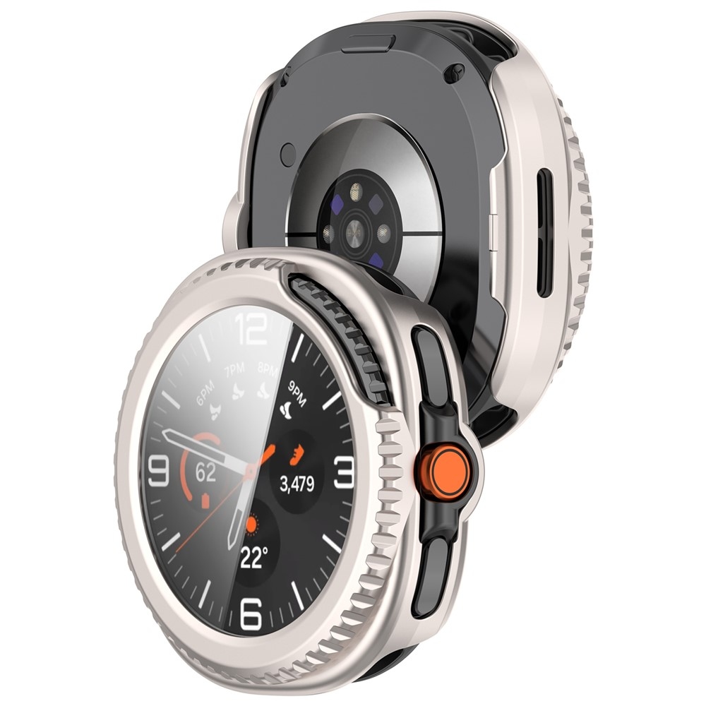 Overall műanyag felcsatolható tok védőüveggel a Samsung Galaxy Watch8 Classic 46 mm-es modellhez – bézs