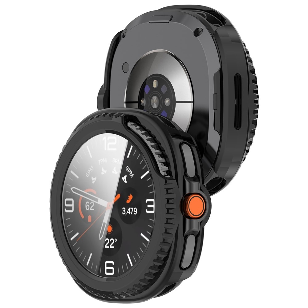 Overall műanyag felcsatolható tok védőüveggel a Samsung Galaxy Watch8 Classic 46 mm-es modellhez – fekete