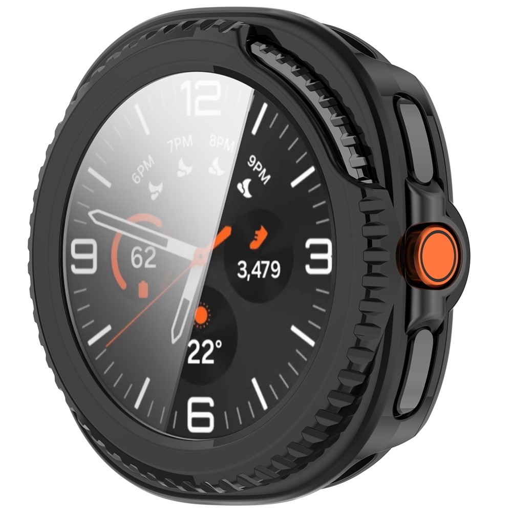 Overall műanyag felcsatolható tok védőüveggel a Samsung Galaxy Watch8 Classic 46 mm-es modellhez – fekete