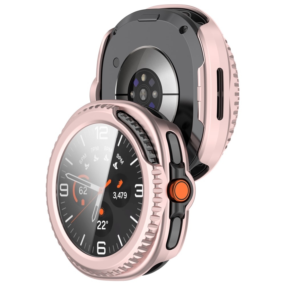 Overall műanyag felcsatolható tok védőüveggel a Samsung Galaxy Watch8 Classic 46 mm-es modellhez – rózsaszín