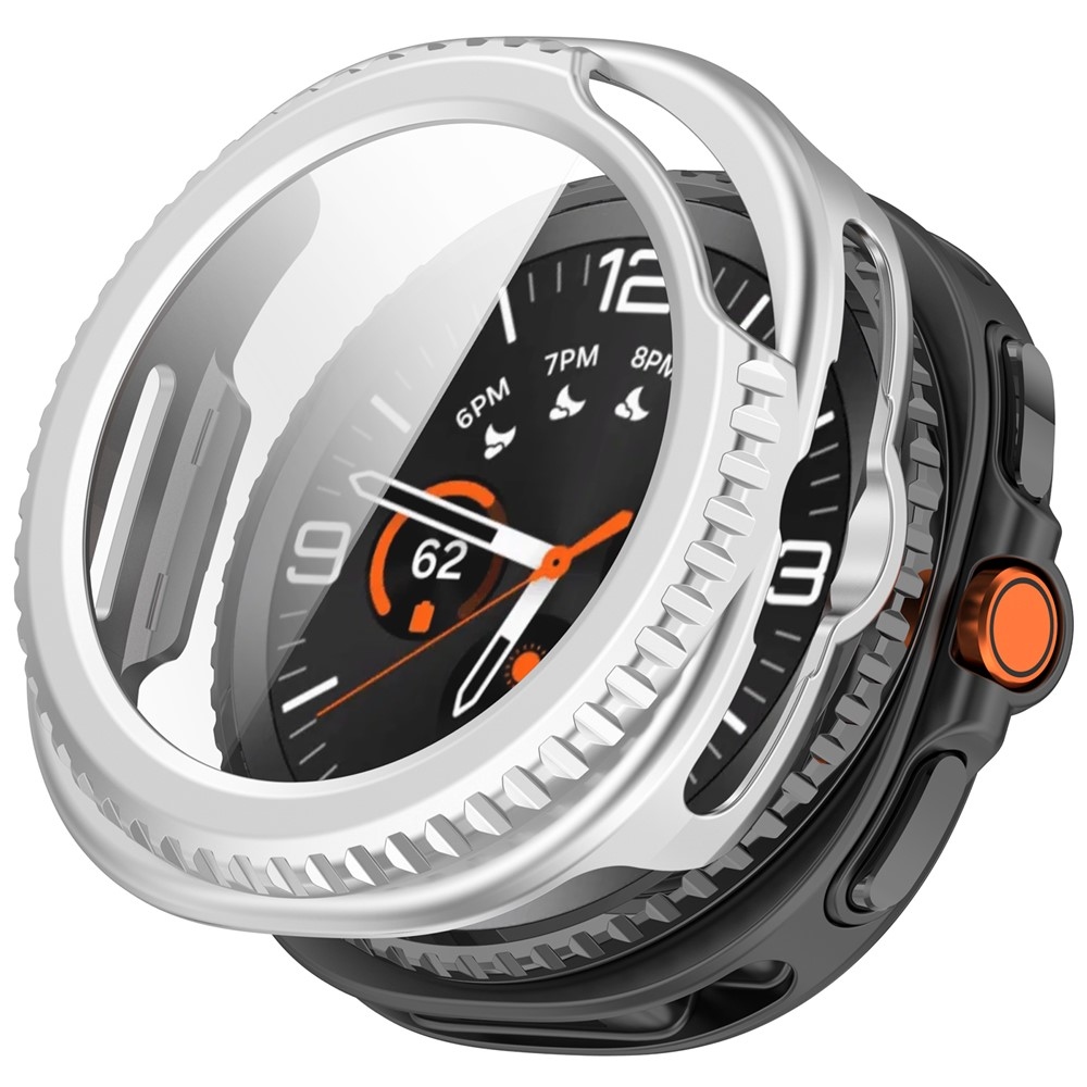 Overall műanyag felcsatolható tok védőüveggel a Samsung Galaxy Watch8 Classic 46 mm-es modellhez – ezüst színű