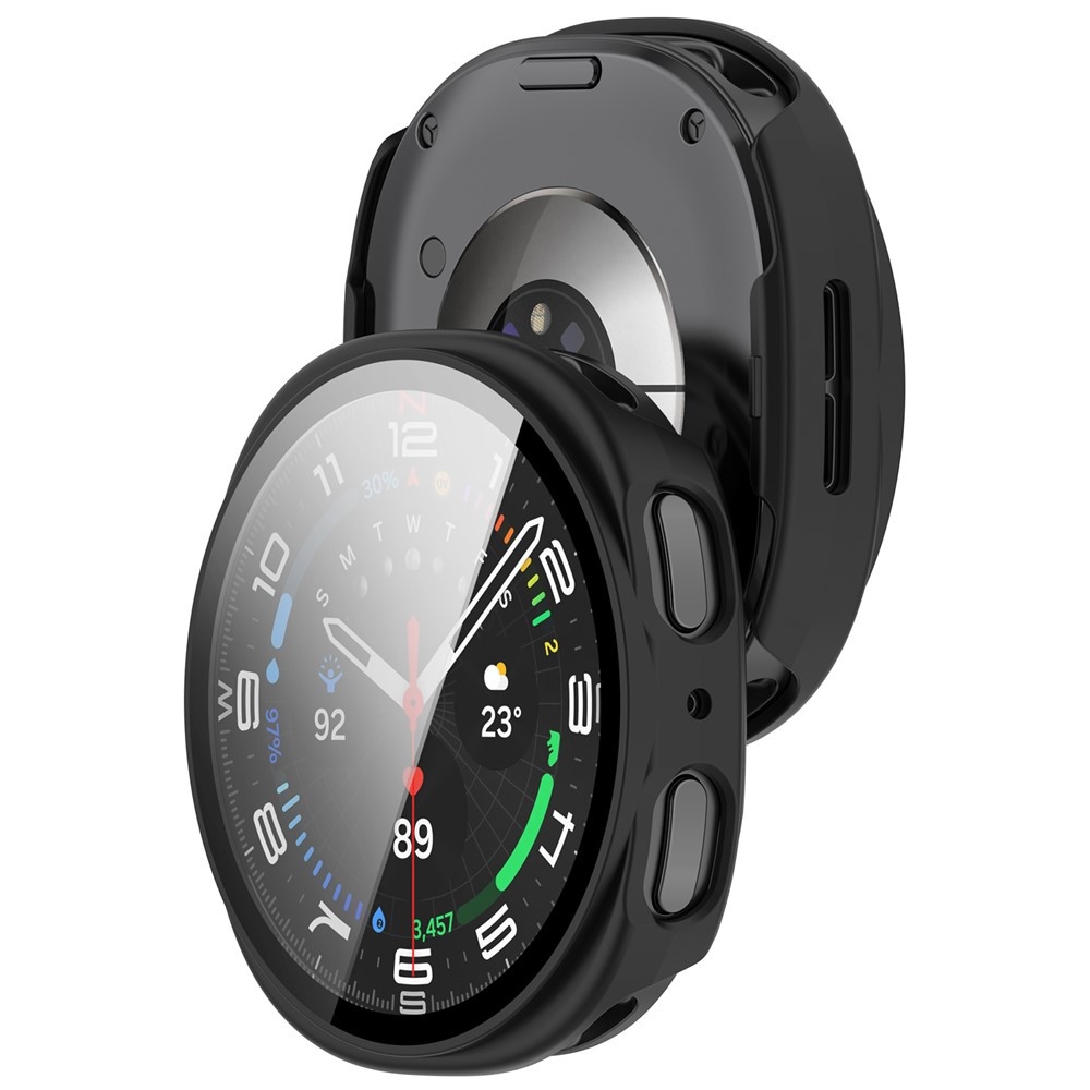 Overall műanyag felcsatolható tok védőüveggel a Samsung Galaxy Watch9 44 mm-es modellhez – matt fekete