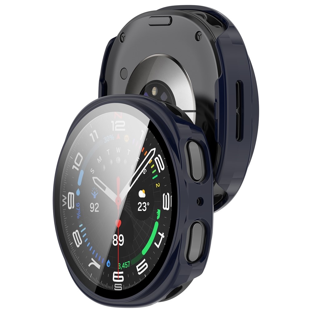 Overall műanyag felcsatolható tok védőüveggel a Samsung Galaxy Watch9 44 mm-es modellhez – kék