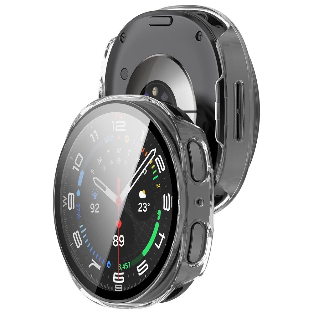 Overall műanyag felcsatolható tok védőüveggel a Samsung Galaxy Watch9 44 mm-es modellhez – átlátszó