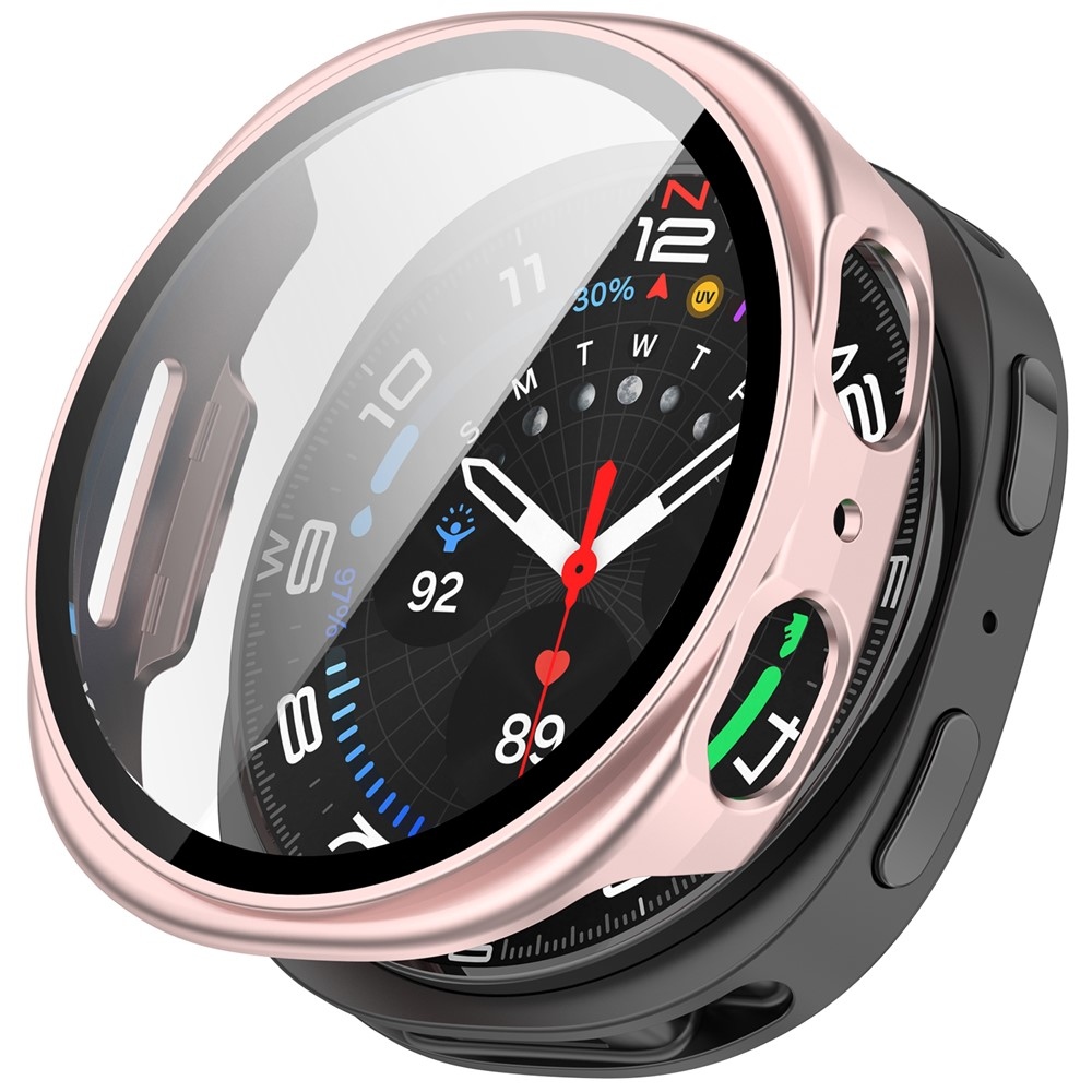 Overall műanyag felcsatolható tok védőüveggel a Samsung Galaxy Watch9 44 mm-hez – rózsaszín