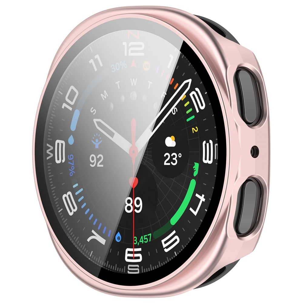 Overall műanyag felcsatolható tok védőüveggel a Samsung Galaxy Watch9 44 mm-hez – rózsaszín