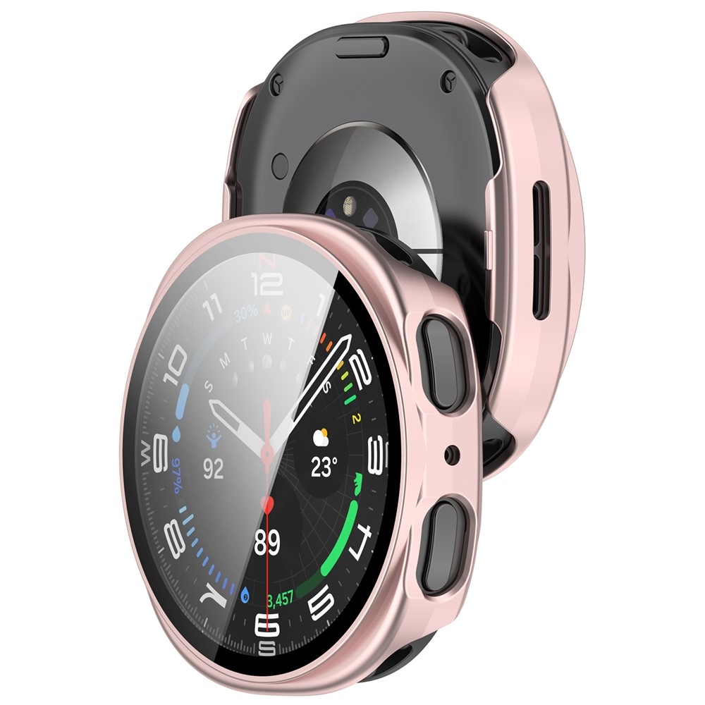 Overall műanyag felcsatolható tok védőüveggel a Samsung Galaxy Watch9 44 mm-hez – rózsaszín