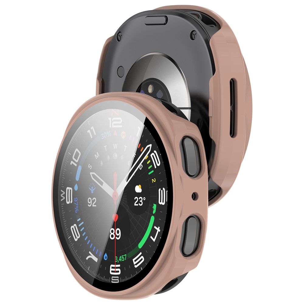 Overall műanyag felcsatolható tok védőüveggel a Samsung Galaxy Watch9 44 mm-es modellhez – sötétrózsaszín