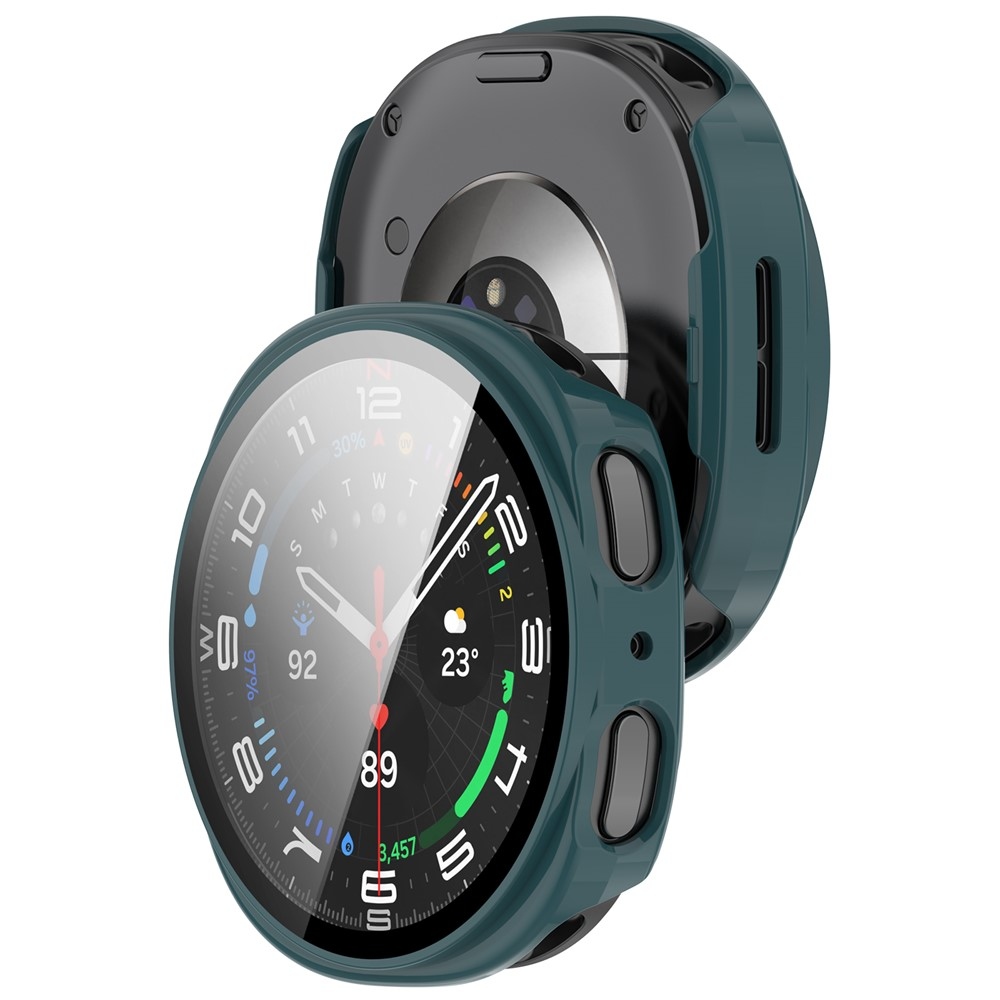 Overall műanyag felcsatolható tok védőüveggel a Samsung Galaxy Watch9 44 mm-es modellhez – zöld