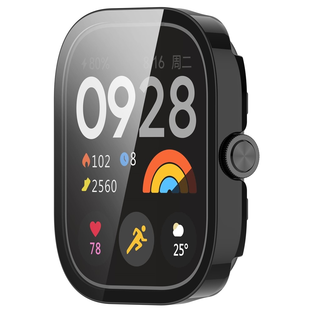 Xiaomi Redmi Watch 4-hez készült műanyag, felcsatolható tok védőüveggel – fekete