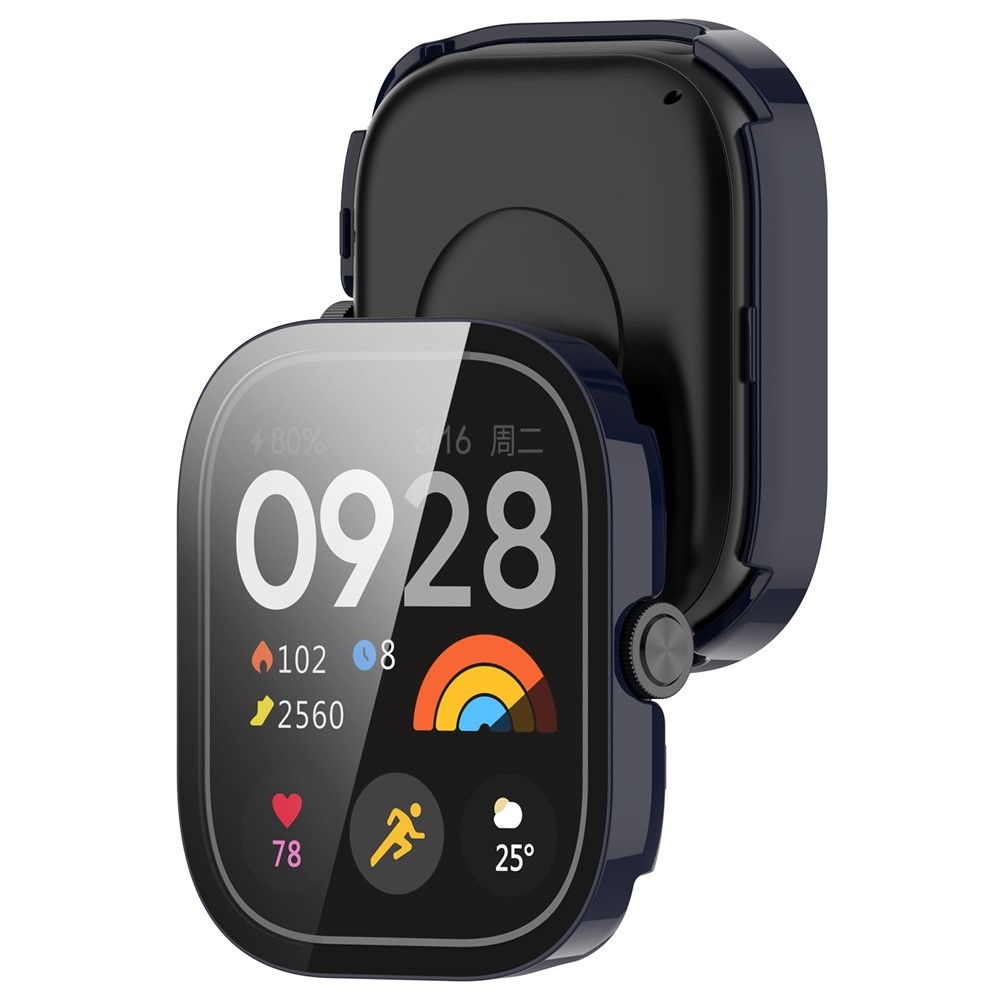Xiaomi Redmi Watch 4-hez készült műanyag, felcsatolható tok védőüveggel – kék