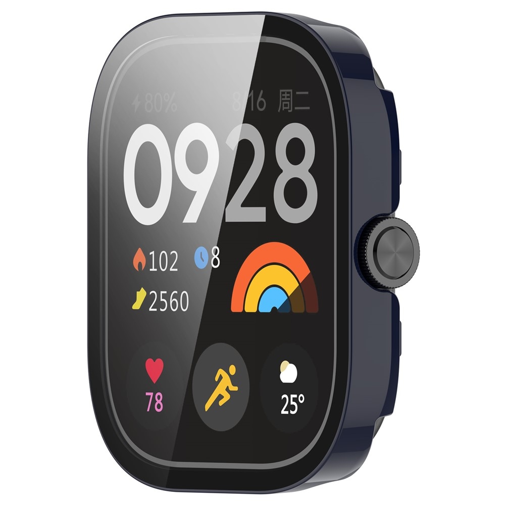 Xiaomi Redmi Watch 4-hez készült műanyag, felcsatolható tok védőüveggel – kék