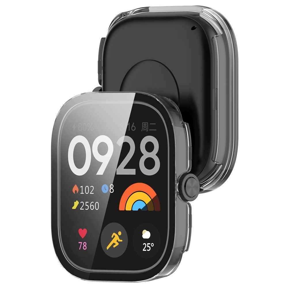 Xiaomi Redmi Watch 4-hez készült műanyag, felcsatolható tok védőüveggel – átlátszó