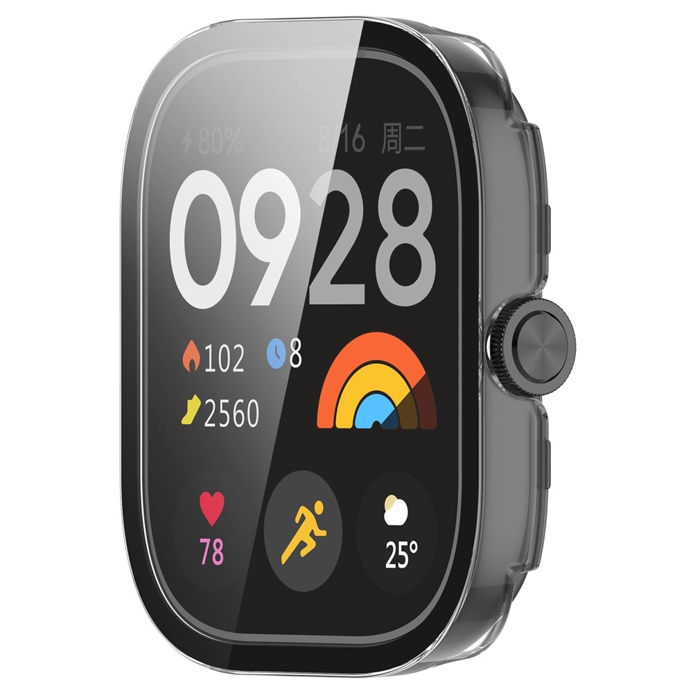 Xiaomi Redmi Watch 4-hez készült műanyag, felcsatolható tok védőüveggel – átlátszó